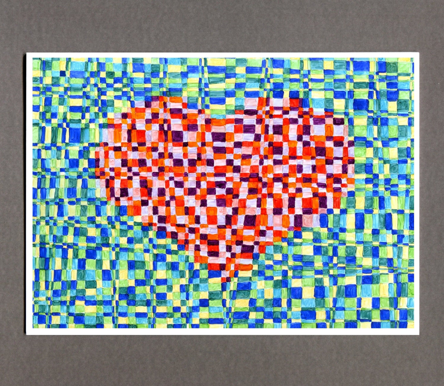 Pixelated Heart Card, Valentine Greeting Card, 5x7 Art Print