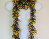 RUFFLE SCARF in Green and Yellow.  Summer Scarf. Green Bay Packer/Oregon Duck Scarf.