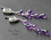 Sterling silver earrings "Drops Amethyst"