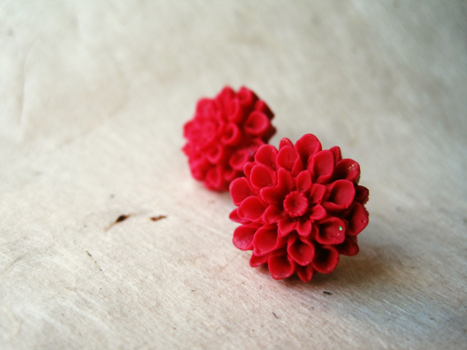 Raspberry Pink Flower Earrings. Polymer Clay Earrings Handmade Earrings. Dahlia Earring Studs. Magenta Pink Earrings  FSE1.