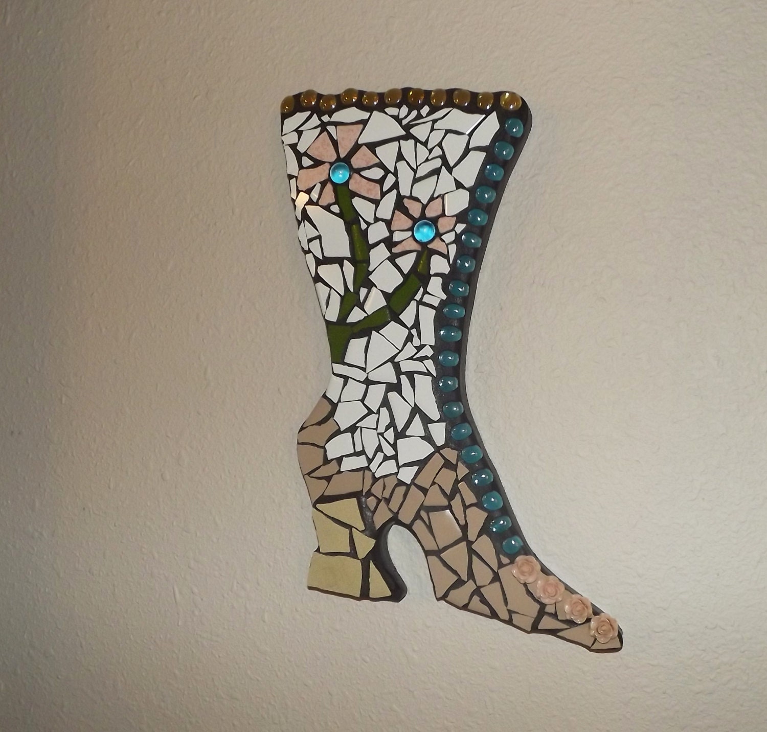 Victorian Boot Mosaic wall hanging