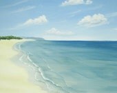 Original Ocean Painting, Calm Beach, Beach Art, Skyscape Fine Art, Blue Ocean Art, Peaceful Sea Painting, Acrylic 18 X 24