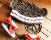 Crochet Simple Sock Monkey Hat and Baby Booties