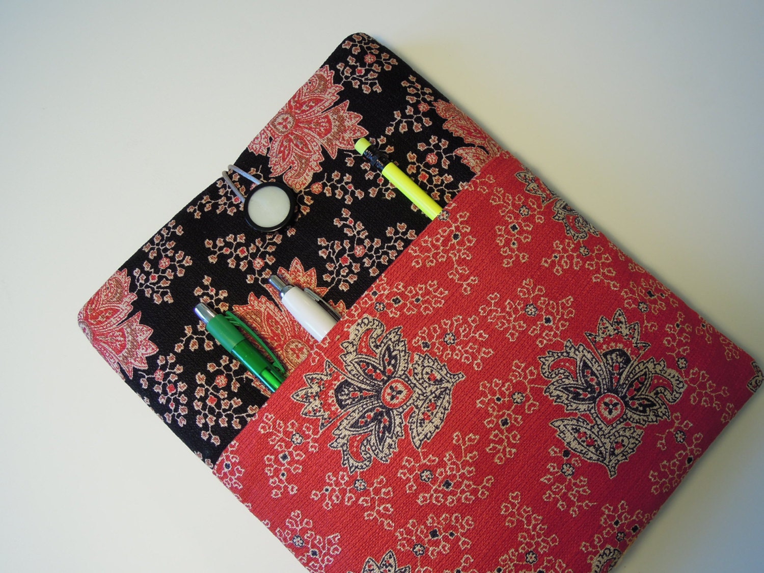 iPad Case, iPad Cover, iPad Sleeve Beautiful and Cute, Handmade from Padded Upholstery Cotton Fabric with Pocket
