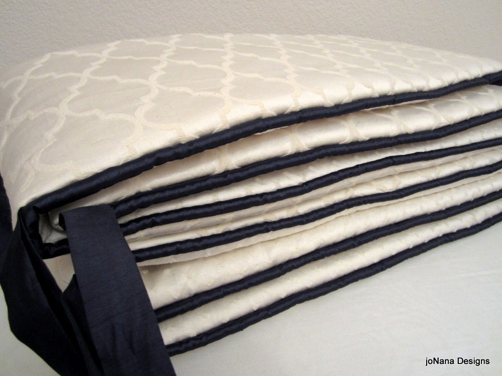 Crib Bumper with Piping: Oatmeal & Cream Luxe Cotton, Custom Made to Order