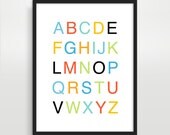 Helvetica Alphabet Print, Colorful Typography Poster, Alphabet Art, Modern Nursery Decor, Kids Wall Art, ABC