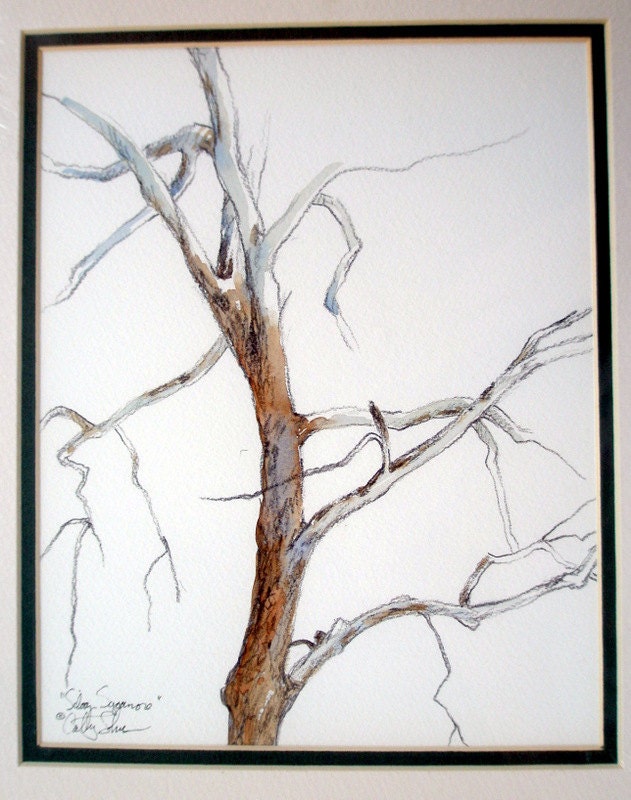 SALE - Siloam Sycamore - Original Plein Air Colored Pencil & Watercolor