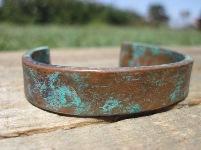 Verdigris Copper Cuff- Thick Copper Cuff with Verdigris Patina