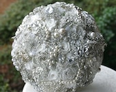 Crystal Silver Brooch Bouquet. Deposit on made to order Heirloom Wedding Broach Bouquet