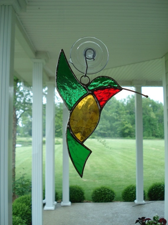 Stained Glass Hummingbird Suncatcher By Theglassshire On Etsy 0464