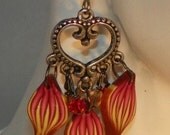 Fire Earrings - Dangle Fire Petal Earrings