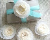Set of 3 - Favor Gift Decor/White Wedding Hand-Made Paper Flowers/Bridal Favor Gifts Decor/Shower Decor/Table Decoration/Shower Party Decor