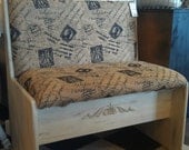 French Burlap Bench with Storage