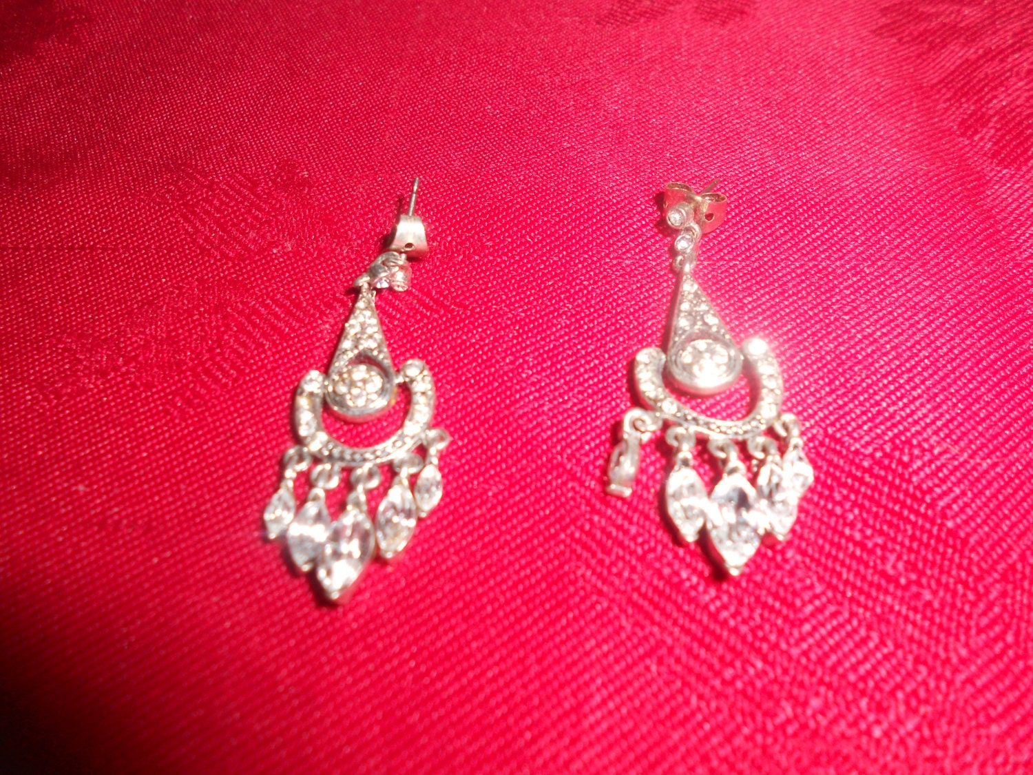 Vintage Monet set of Earrings with Gorgeous White Rhinestones / Mint Condition