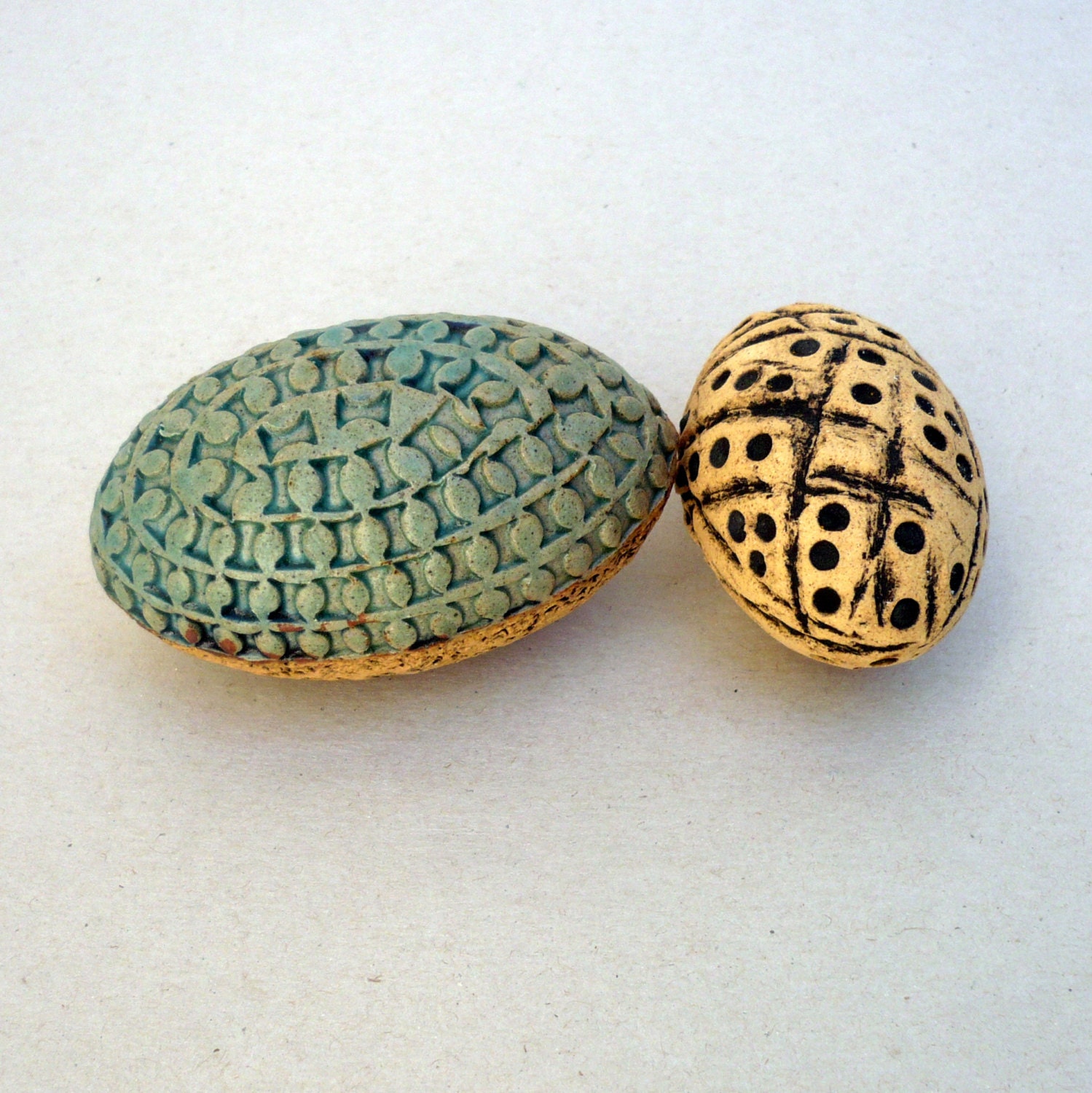 Turquoise And Rust Egg, Ceramic Egg Ornament