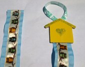 yellow birdhouse hair bow hanger- hair clip organizer- heart bow hanger