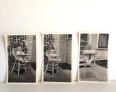 Baby in High Chair Vintage Photos-Set of three
