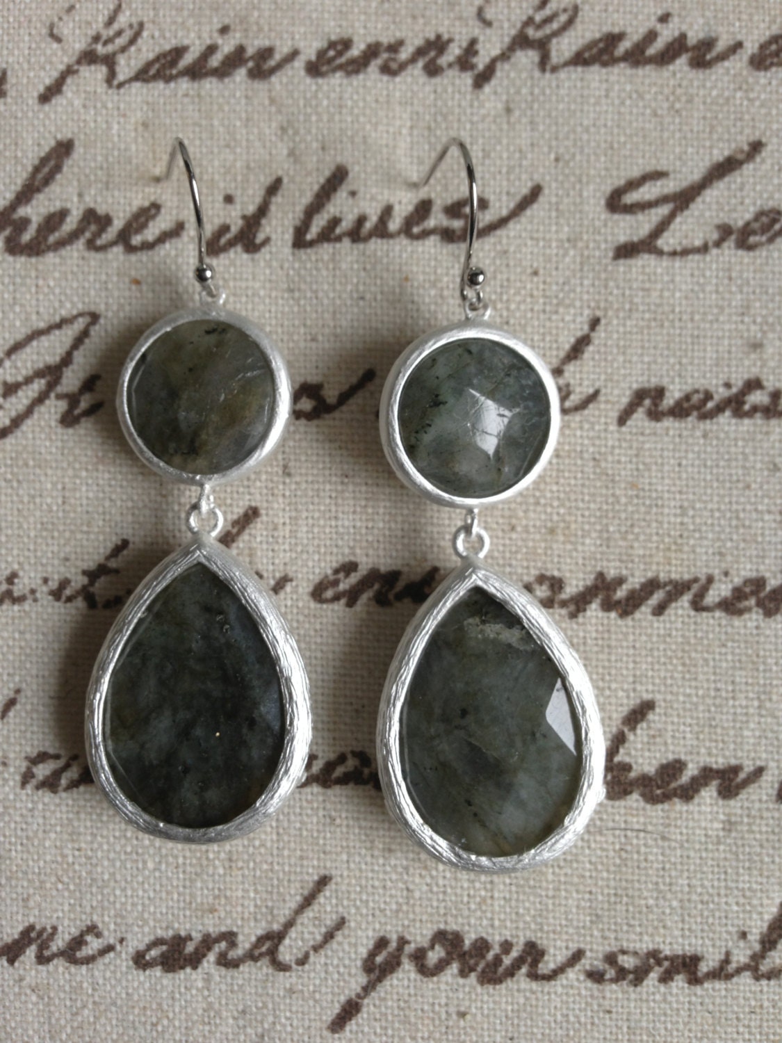 Silver Medium Double Drop Bridesmaids Earrings