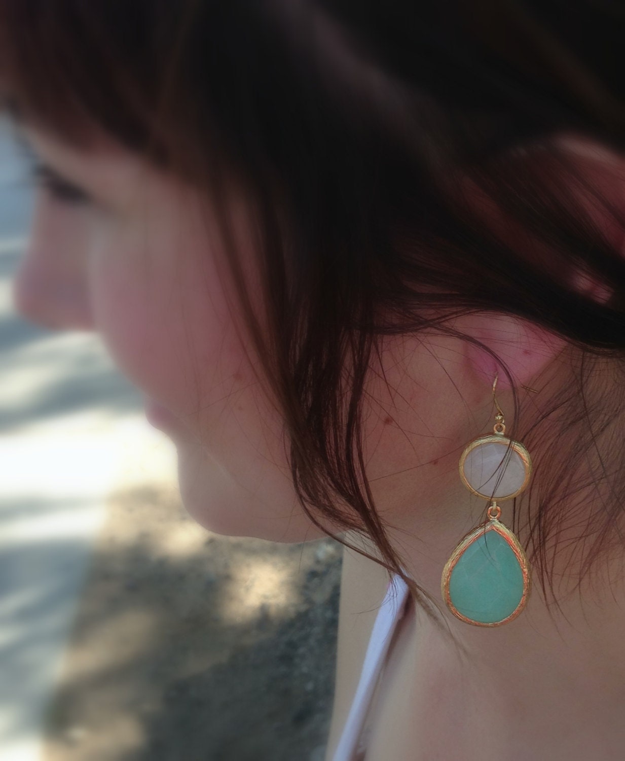 Double Drop Stone Earrings Bridesmaids (Medium)