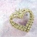 Vintage Necklace Pendant, Rhinestone Heart, Clear Glass Crystals, Silver Tone Metal, 1970s Romantic Sweetheart Love Jewelry