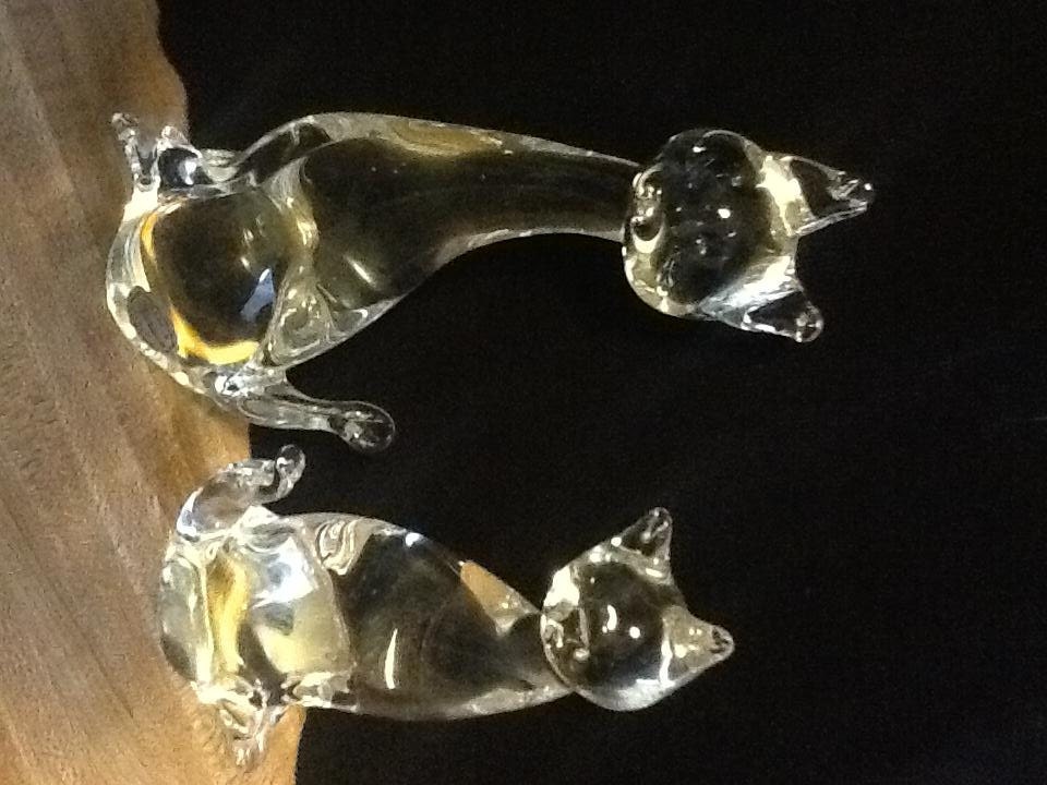 Mid Century Murano Glass Cats // Set of Two Murano Glass Cats // Mid Century Cats // Vintage Home Decor