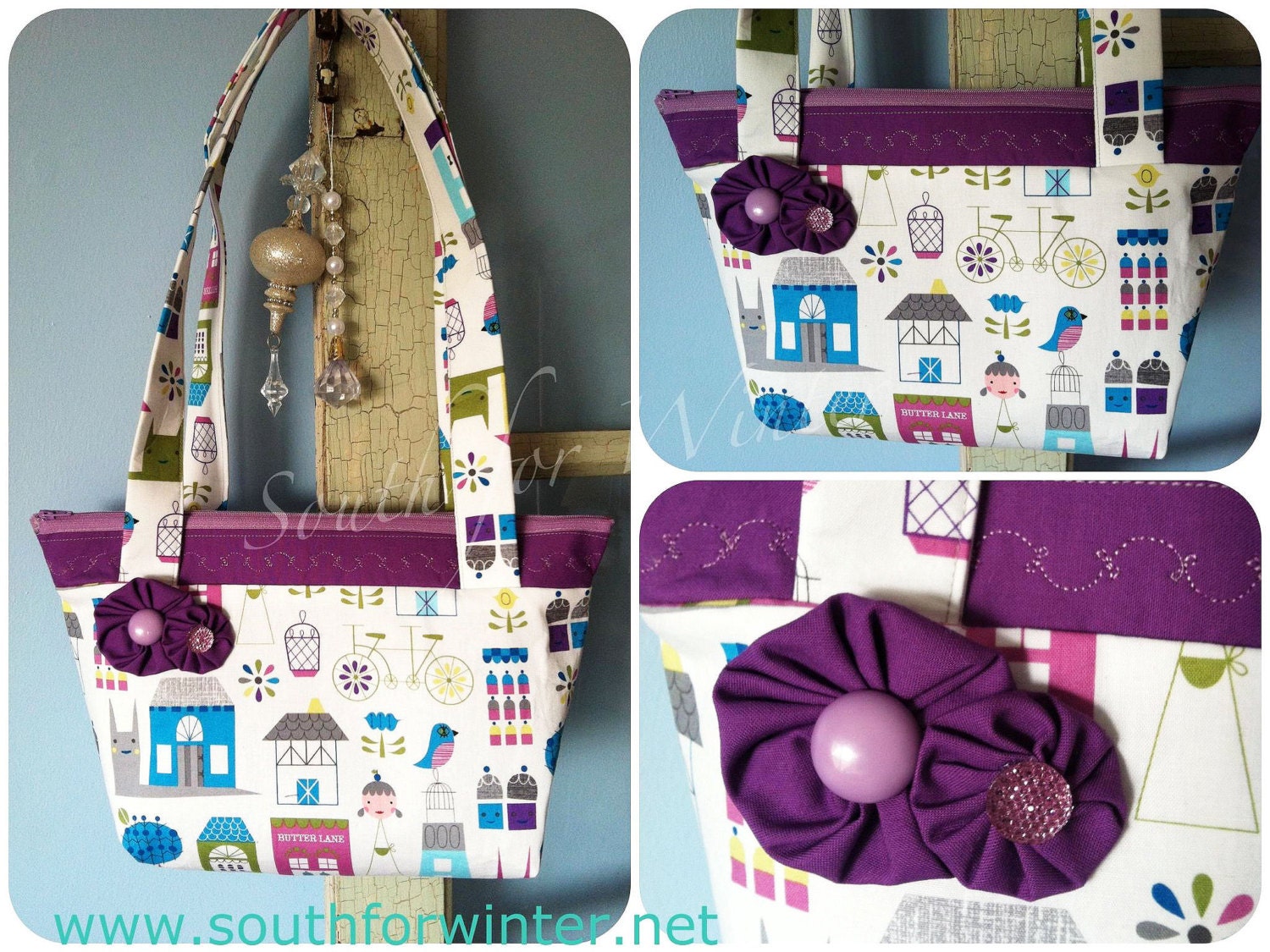 Modern Style Zippered Purses with Custom Yo-Yo Flowers