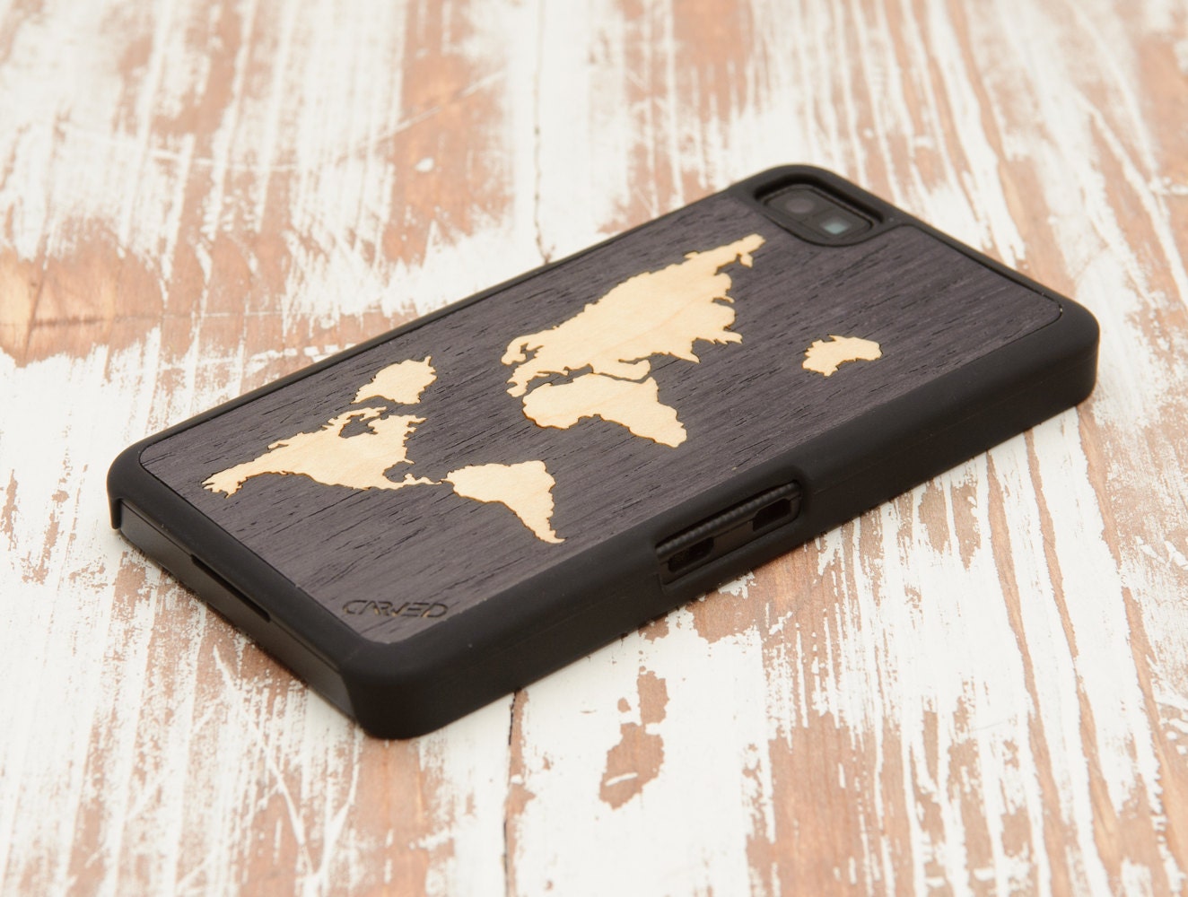 Blackberry Z10 Ebony World Map Matte Black Case  - Made in the USA - FREE Shipping