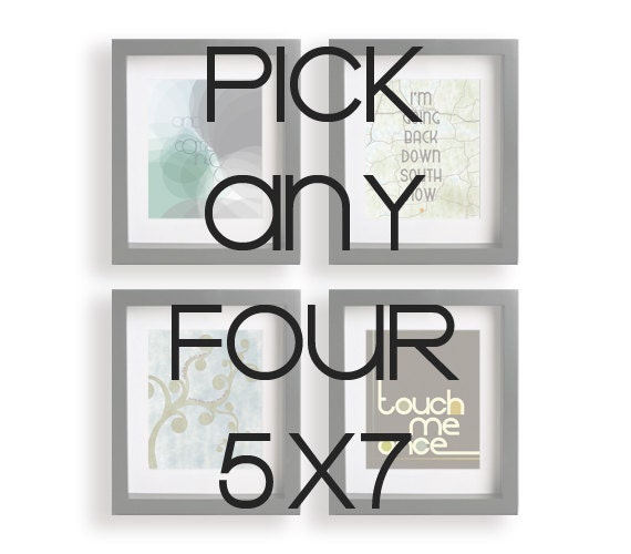 Pick Any Four 5x7s - Music Lyric Art Prints - home decor, wall decor, living room, bedroom decor, wall art, unique, gift idea