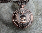 Copper AirForce Pocket Watch with Chain Unique Special Gift free US shipping this month