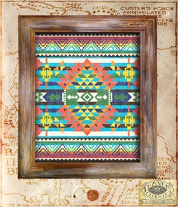 SouthWest Indian Blanket Native American Vintage Print Rustic Americana antique aztec navajo poster home decor wall art graphic design 8x10