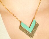 Double Chevron Necklace (Mint)