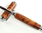 Hand turned Wooden Pen Handcrafted from Stabilized Spalted and Dyed Red Maple with Chrome  Hardware 373M