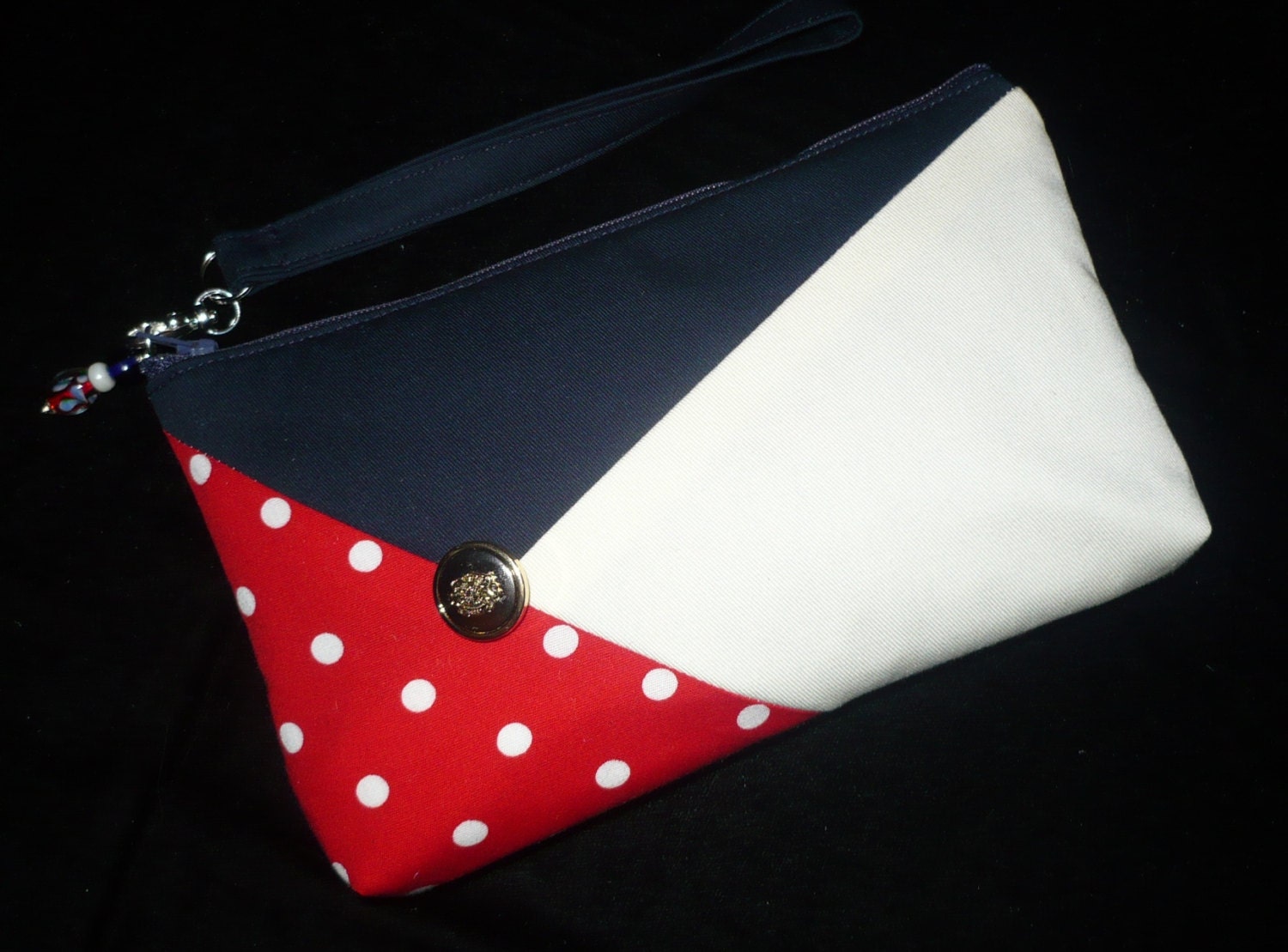 Red/White/Blue Colorblock Bag/Wristlet/Clutch/Purse Handmade