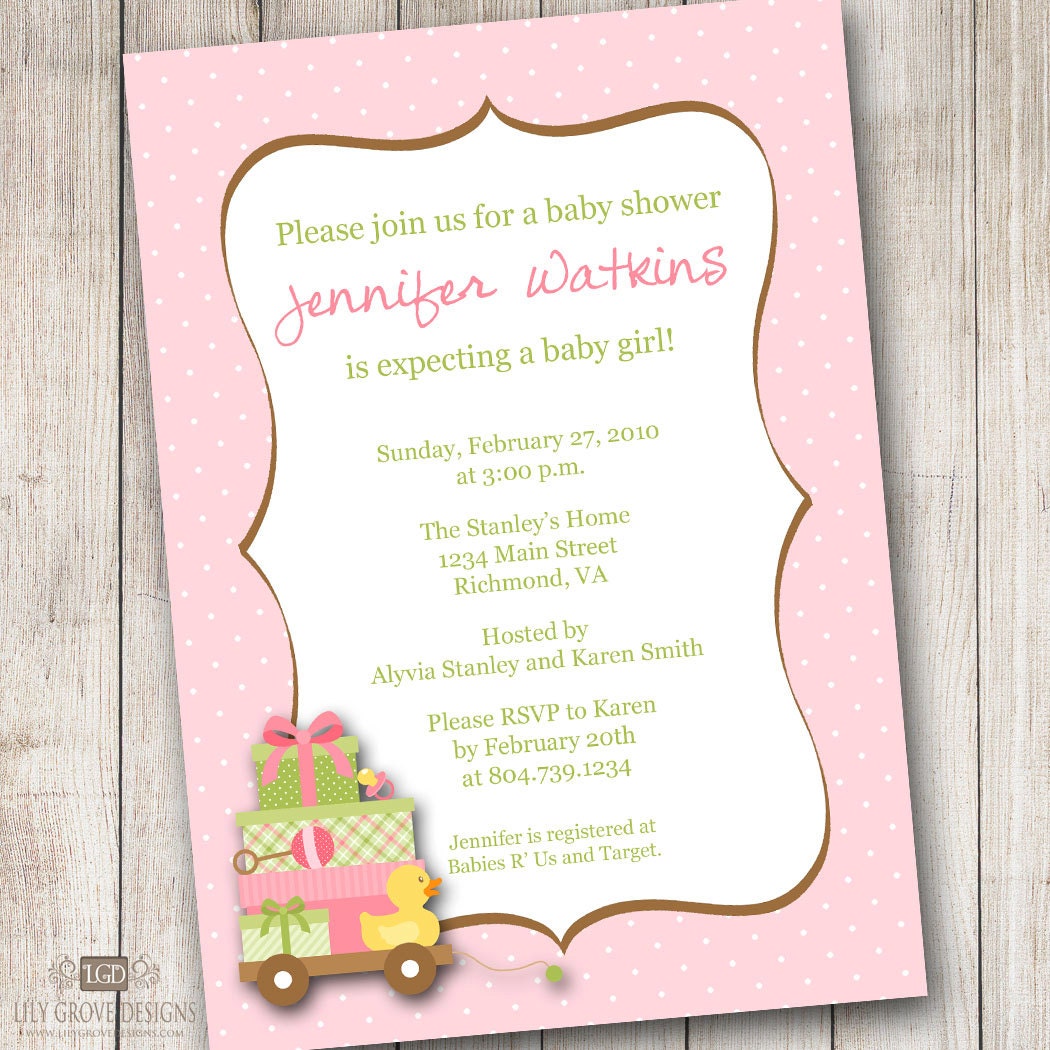 Buy announcement wording gifts - Girl Shower Gifts 1 Baby Shower Invitation - Digital File - PRINT YOUR OWN