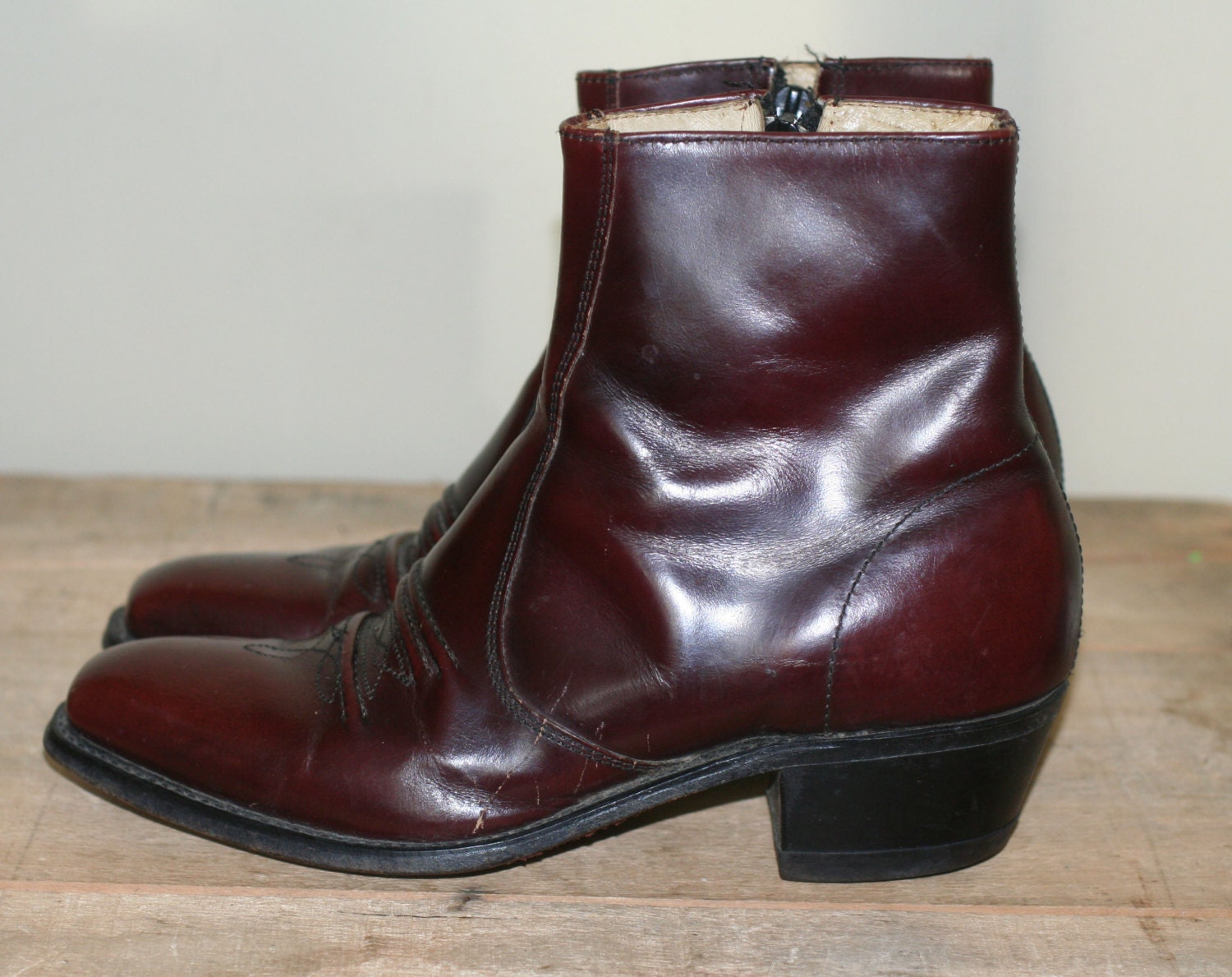 oxblood leather ankle boots
