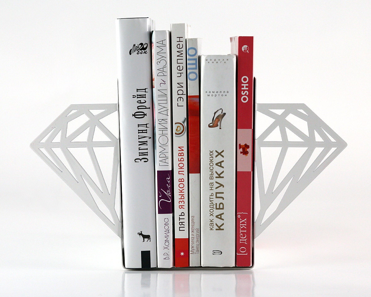 Minimalistic bookends - Diamonds - (white color)