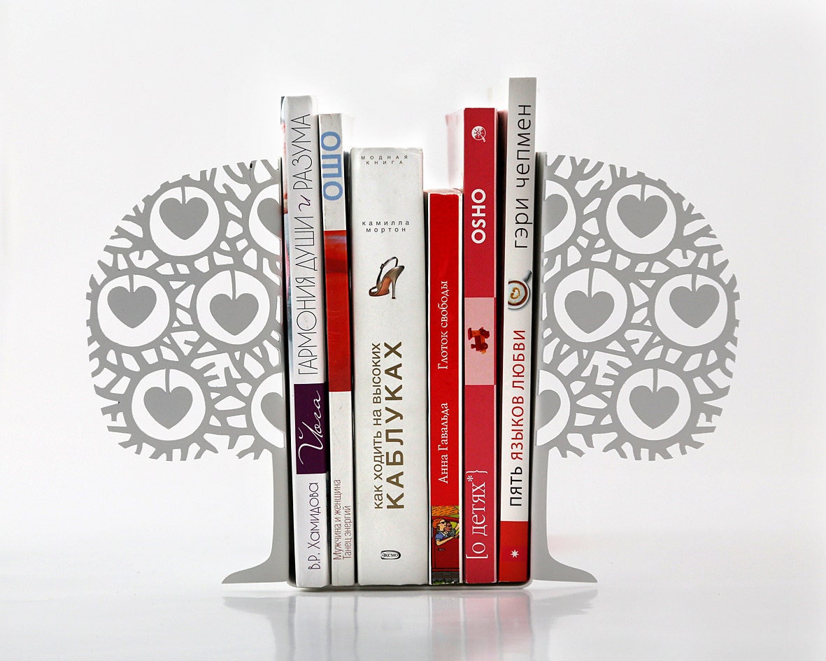 Minimalistic bookends - Danish heart tree- Scandinavia inspired item (white)