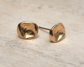 Gold stud earrings. Small golden bowl stud earrings made of 18k gold plated silver. Handmade.