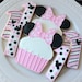 Decorated Minnie Mouse Cupcake Cookies and Number Cookies, Pink and Black