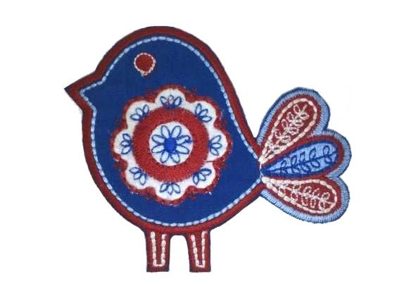 Iron on Applique Patch  - Scandanavian Bird