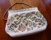 Vintage 1950s Beaded Floral Handbag
