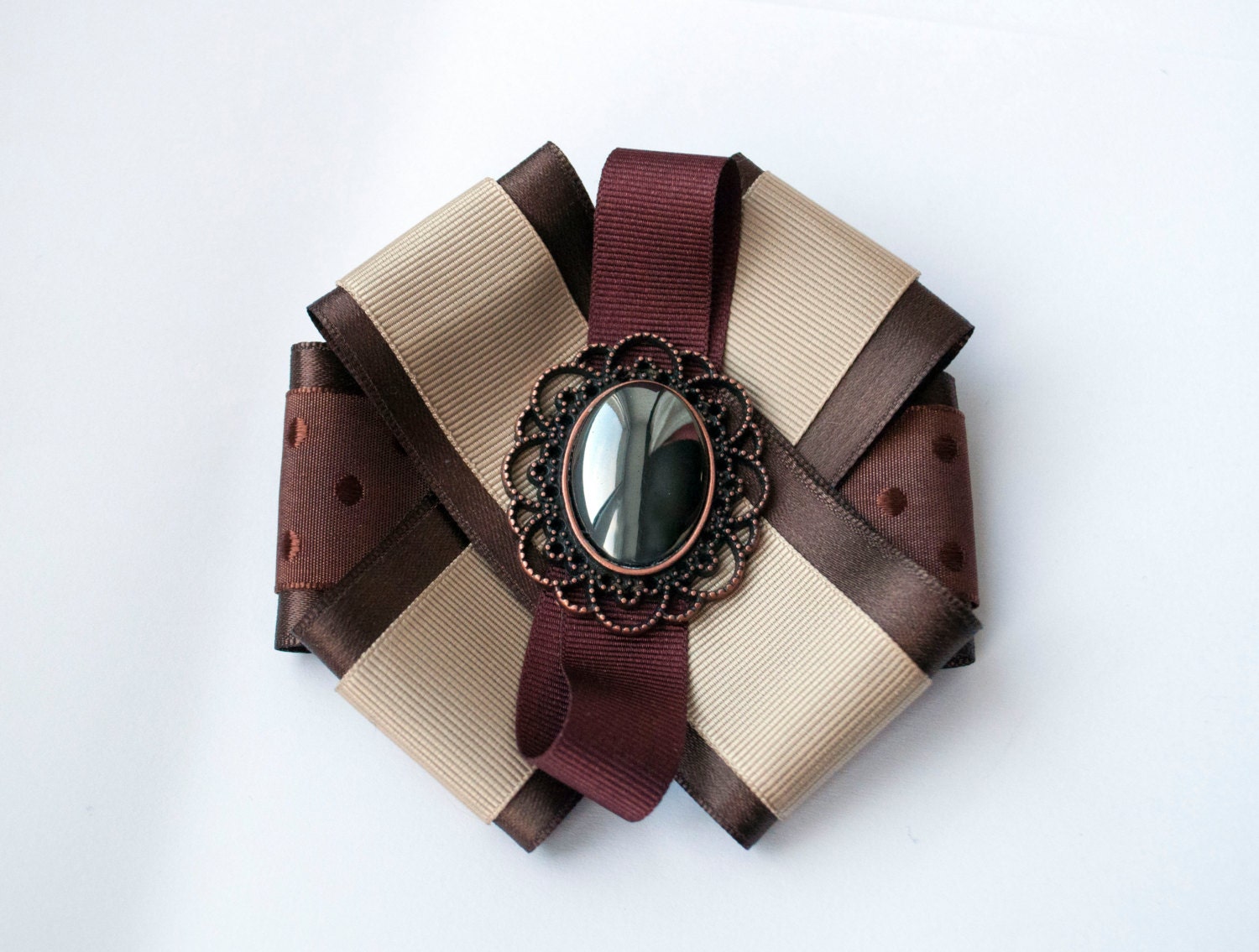 Brooch "Cappuccino", elegant brooch, brown, biege, stone, pin, woman brooch