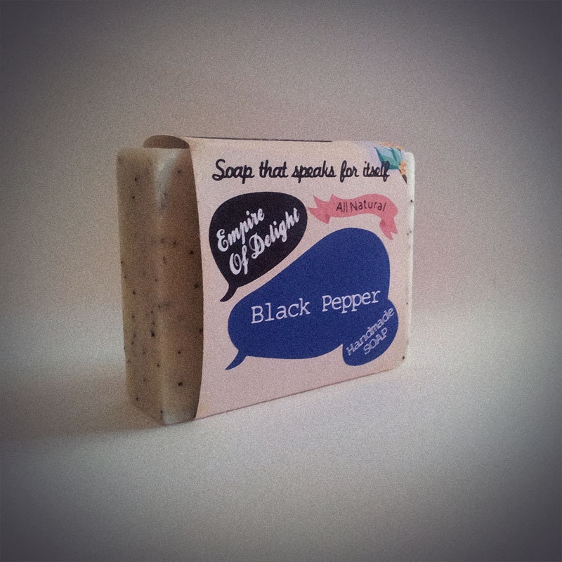 Black Pepper all natural soap with poppy seeds and Macadamia oil