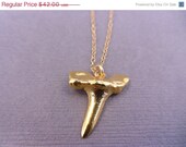 Memorial Day Sale Shark Tooth Necklace - REAL Shark tooth layered in 24k gold - Petit tooth - Gold Fill chain Available in Sterling Silver
