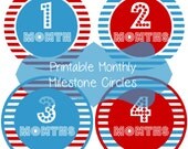 INSTANT DOWNLOAD - Printable Baby Boy Monthly Milestone Circles