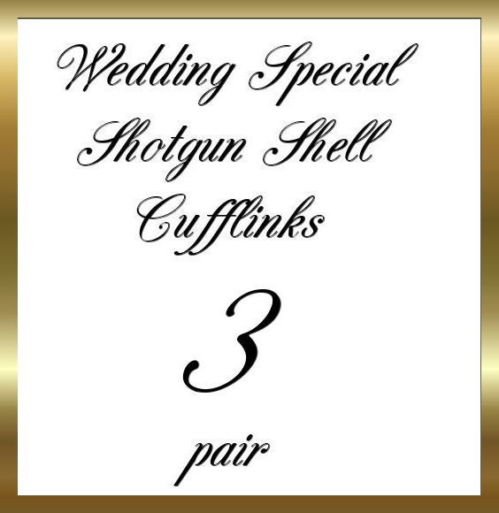 3 Pair Wedding Special Shotgun Shell Cufflinks Remington 12 Gauge Brass Gold
