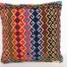 Modern Bohemian Home Decor , Embroidered Handwoven Striped Vintage Tribal Turkish Kilim Pillow cover 16" x 16"