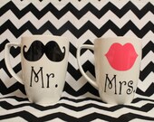 Mr. & Mrs. Mustache and Lips Mugs - Set of 2