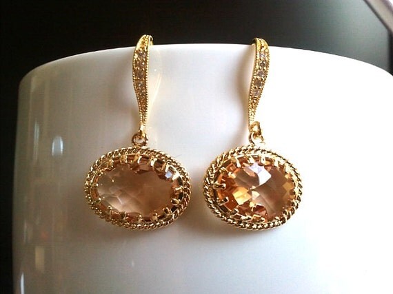 Buy golden wedding anniversary gifts - Lovely Champagne gorgeous Gold Wedding Earrings - Drop earrings, Dangle Earrings,bridesmaid gifts,Wedding Earrings,anniversary gift