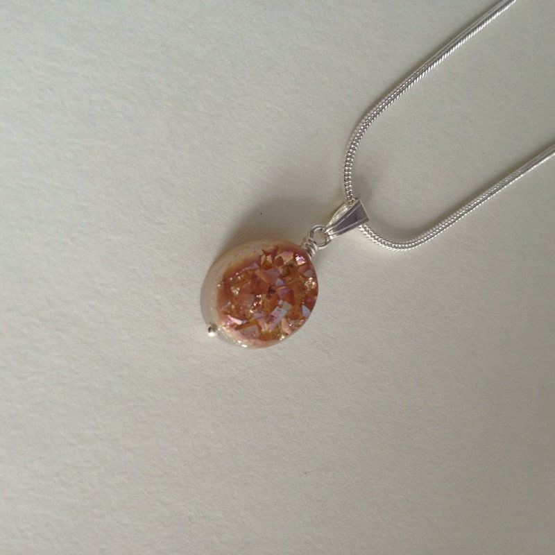 Peach Druzy Pendant